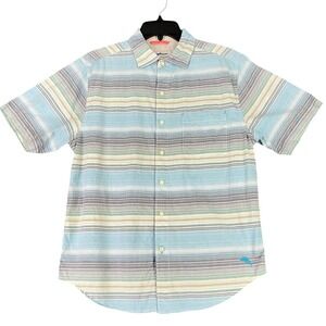Tommy Bahama Striped Button Up Shirt Mens S Cotton Pocket Casual Coastal Resort
